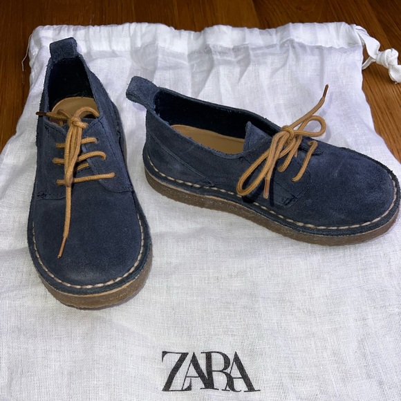 Zara Kids Toddler Leather Derby Shoes, Navy Suede - Picture 5 of 5